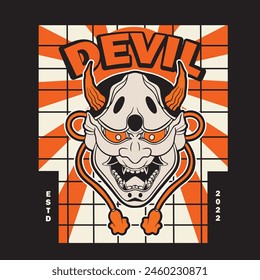 Oni japanese devil mask, Vector illustration	
