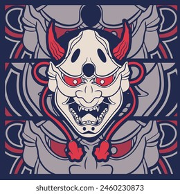 Oni japanese devil mask, Vector illustration	
