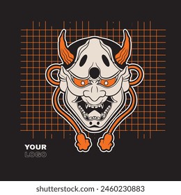 Oni japanese devil mask, Vector illustration	
