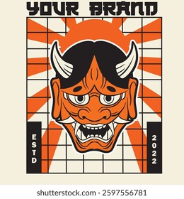 Oni japanese devil mask, Vector illustration	
