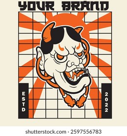 Oni japanese devil mask, Vector illustration	
