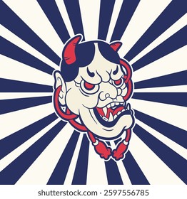 Oni japanese devil mask, Vector illustration	
