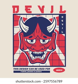 Oni japanese devil mask, Vector illustration	
