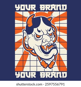 Oni japanese devil mask, Vector illustration	
