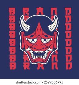 Oni japanese devil mask, Vector illustration	
