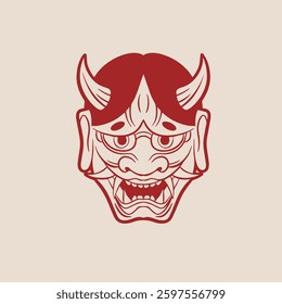 Oni japanese devil mask, Vector illustration	
