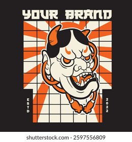 Oni japanese devil mask, Vector illustration	

