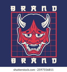 Oni japanese devil mask, Vector illustration	
