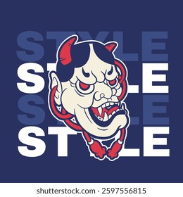 Oni japanese devil mask, Vector illustration	
