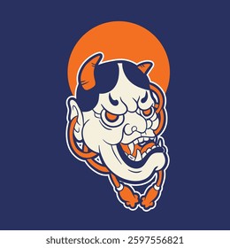 Oni japanese devil mask, Vector illustration	
