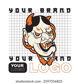 Oni japanese devil mask, Vector illustration	
