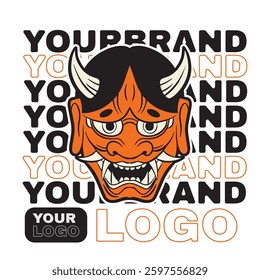 Oni japanese devil mask, Vector illustration	
