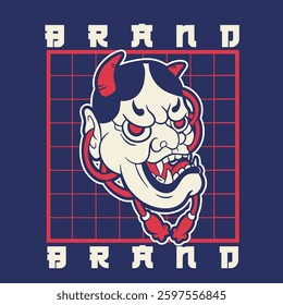 Oni japanese devil mask, Vector illustration	
