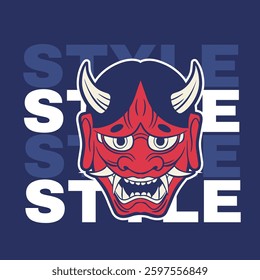 Oni japanese devil mask, Vector illustration	

