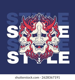 Oni japanese devil mask, Vector illustration	
