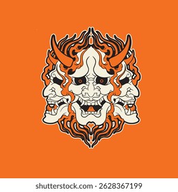 Oni japanese devil mask, Vector illustration	
