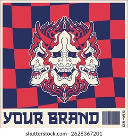 Oni japanese devil mask, Vector illustration	

