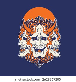 Oni japanese devil mask, Vector illustration	
