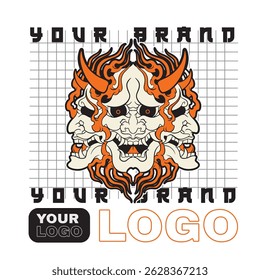 Oni japanese devil mask, Vector illustration	
