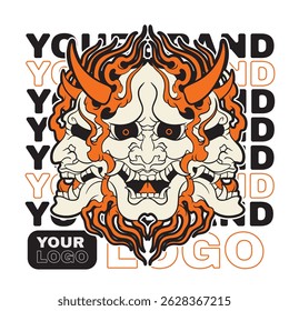 Oni japanese devil mask, Vector illustration	

