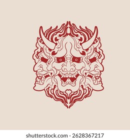Oni japanese devil mask, Vector illustration	
