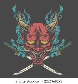 oni japanese devil, vector design and illustration. for tshirt design, merch and others