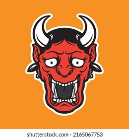 Oni japanese illustration logo. design tatto iconic. perfect used logo.icon or etc