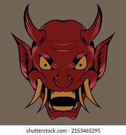 oni japanese mask vector illustration suitable for sticker branding purposes and so on