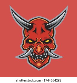 Oni Mascot Esport Logo Ilustration Vector