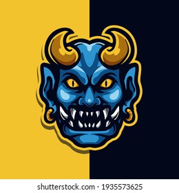 Oni Mask Demon Japanese Mascot Logo Esport Illustration