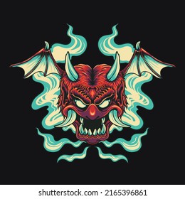 Oni Mask Demon Vector Illustration