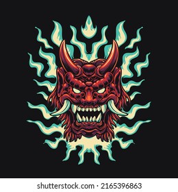 Oni Mask Demon Vector Illustration