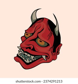Oni Mask Face OLd School Tattoo