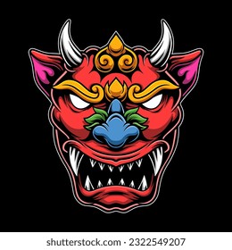 Oni mask with ferocious expression