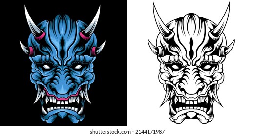 oni mask. hannya mask vector illustration