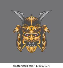 Oni mask illustration of background design
