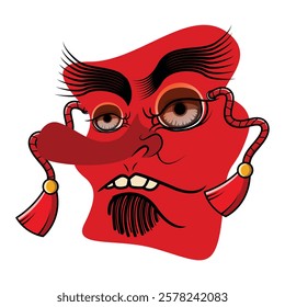 Oni Mask Illustration On White Background