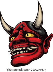 oni mask illustration with premium quality stock vector