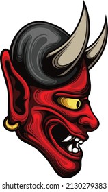oni mask illustration with premium quality stock vector