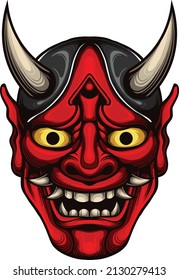 oni mask illustration with premium quality stock vector