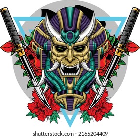 Oni mask illustration with premium quality stock vector