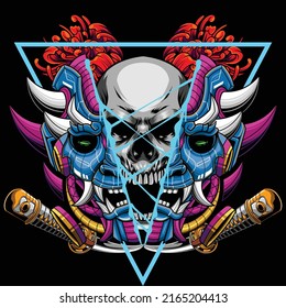 Oni mask illustration with premium quality stock vector