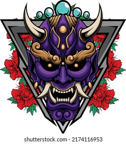 Oni mask illustration with premium quality stock vector