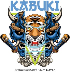 Oni mask illustration with premium quality stock vector