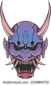 Oni Mask Illustration T-Shirt Design