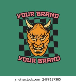 Oni Mask Illustration T-Shirt Design