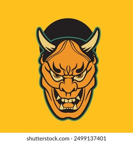 Oni Mask Illustration T-Shirt Design