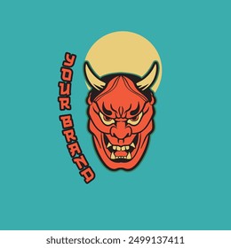 Oni Mask Illustration T-Shirt Design