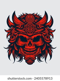 oni mask illustration vector for your t-shirt design or tattoo. These skull head illustrations are unique and visually striking. Explore our collection now!