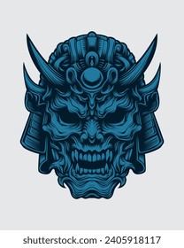 oni mask illustration vector for your t-shirt design or tattoo. These skull head illustrations are unique and visually striking. Explore our collection now!